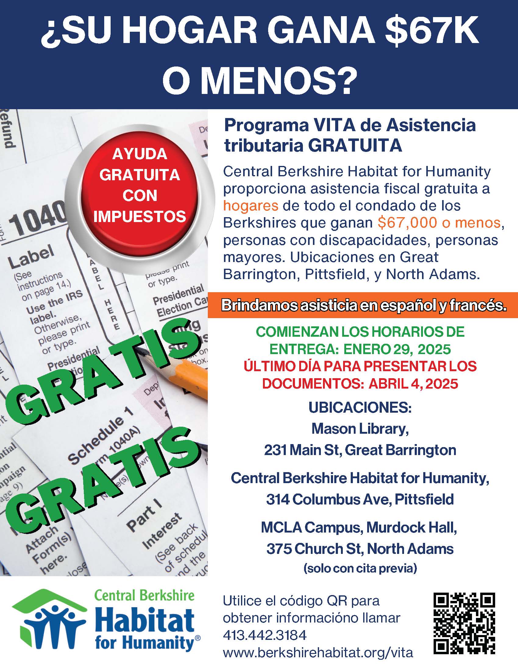 image of flyer in spanish for volunteer income tax assistance